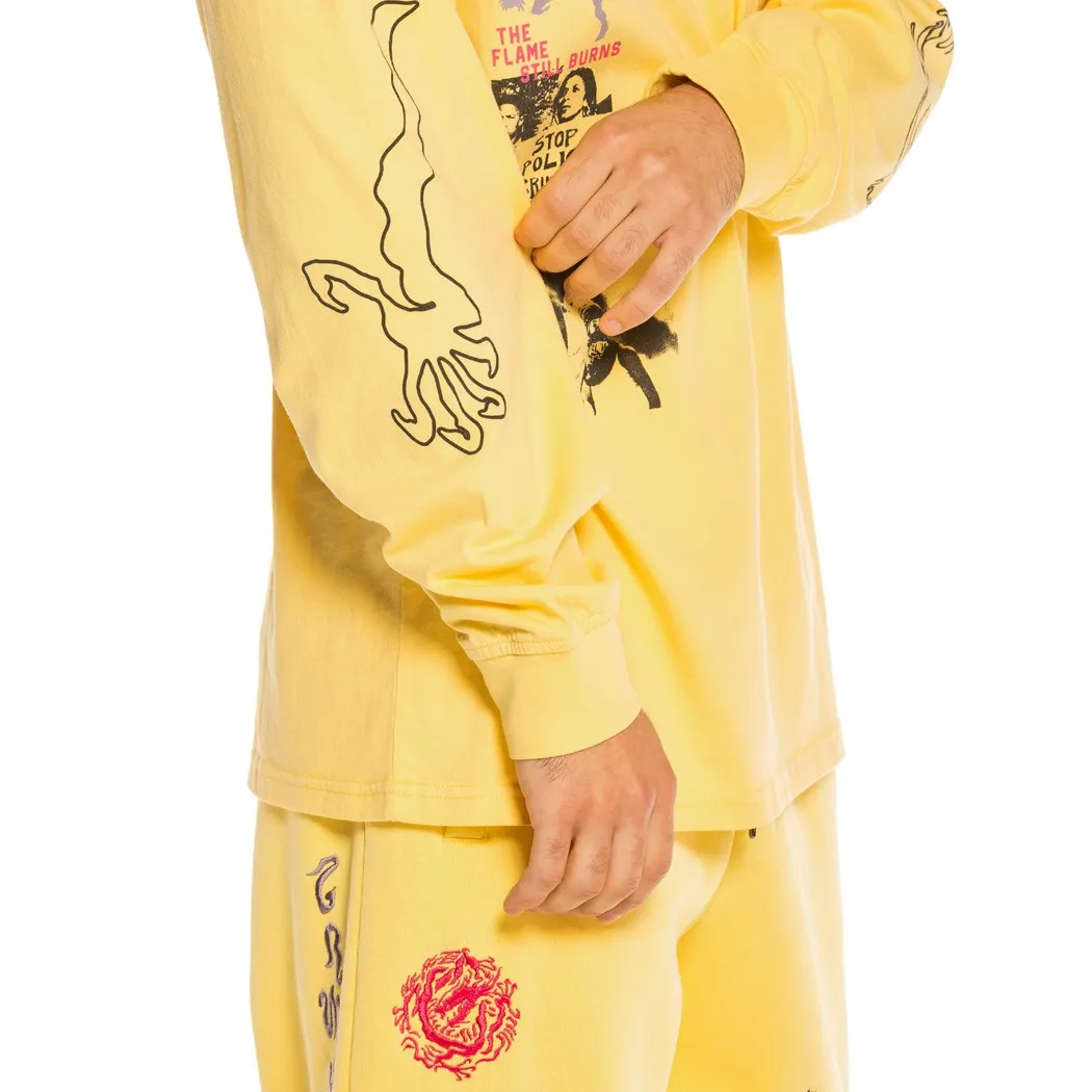 CAMISETA GRIMEY MANGA LARGA UNISEX YOGA FIRE LONG SLEEVE TEE YELLOW REF. GLS133FW20YLW AMARILLA THE FLAME