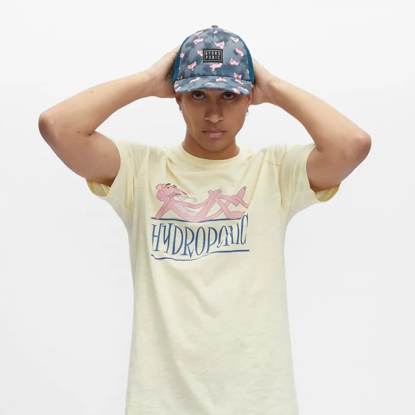 CAMISETA HOMBRE HYDROPONIC MANGA CORTA PINK LAIDBACK LIGHT YELLOW REF. 2150102 AMARILLA PANTERA ROSA