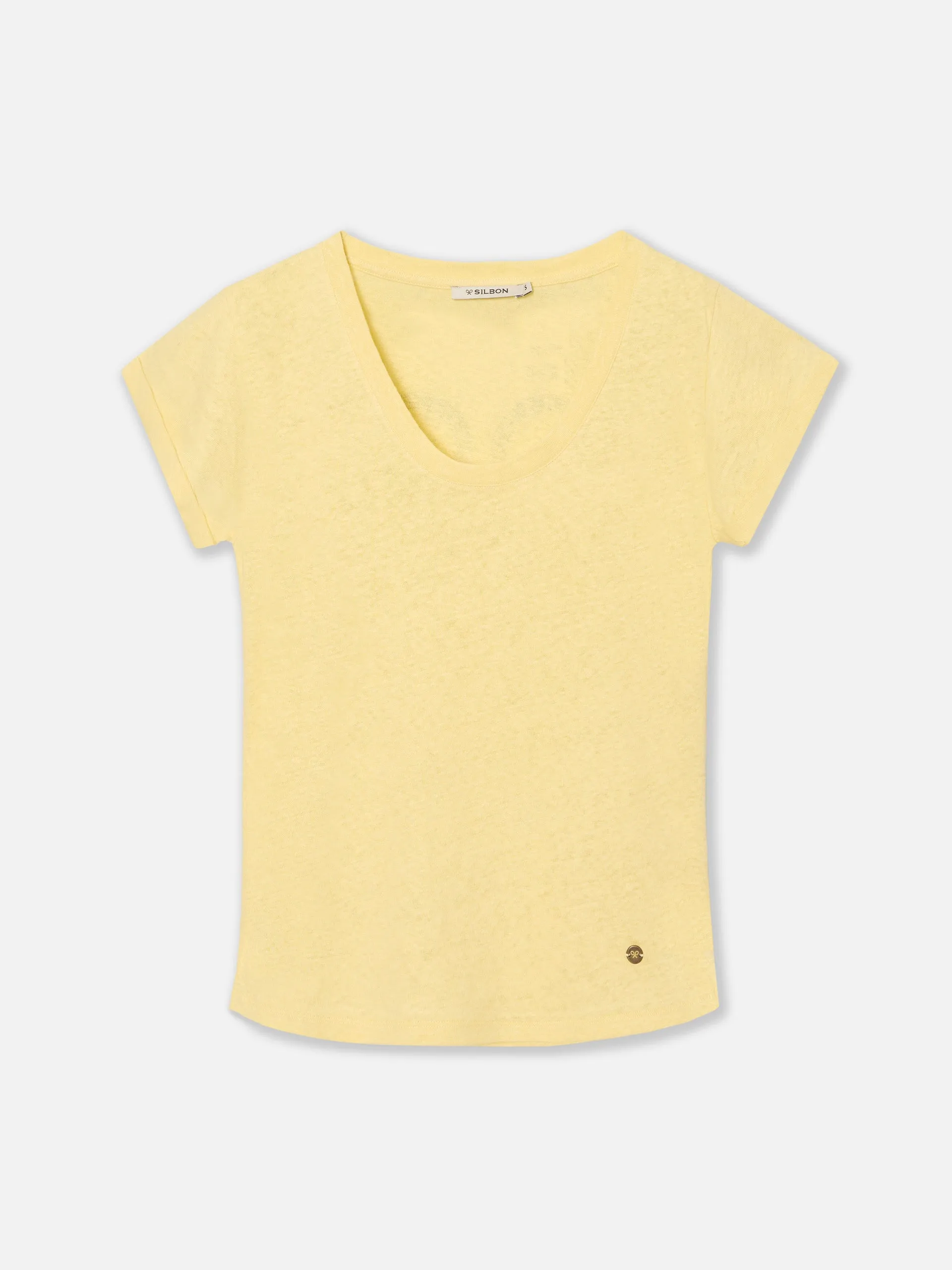 Camiseta lino raqueta brillo amarilla