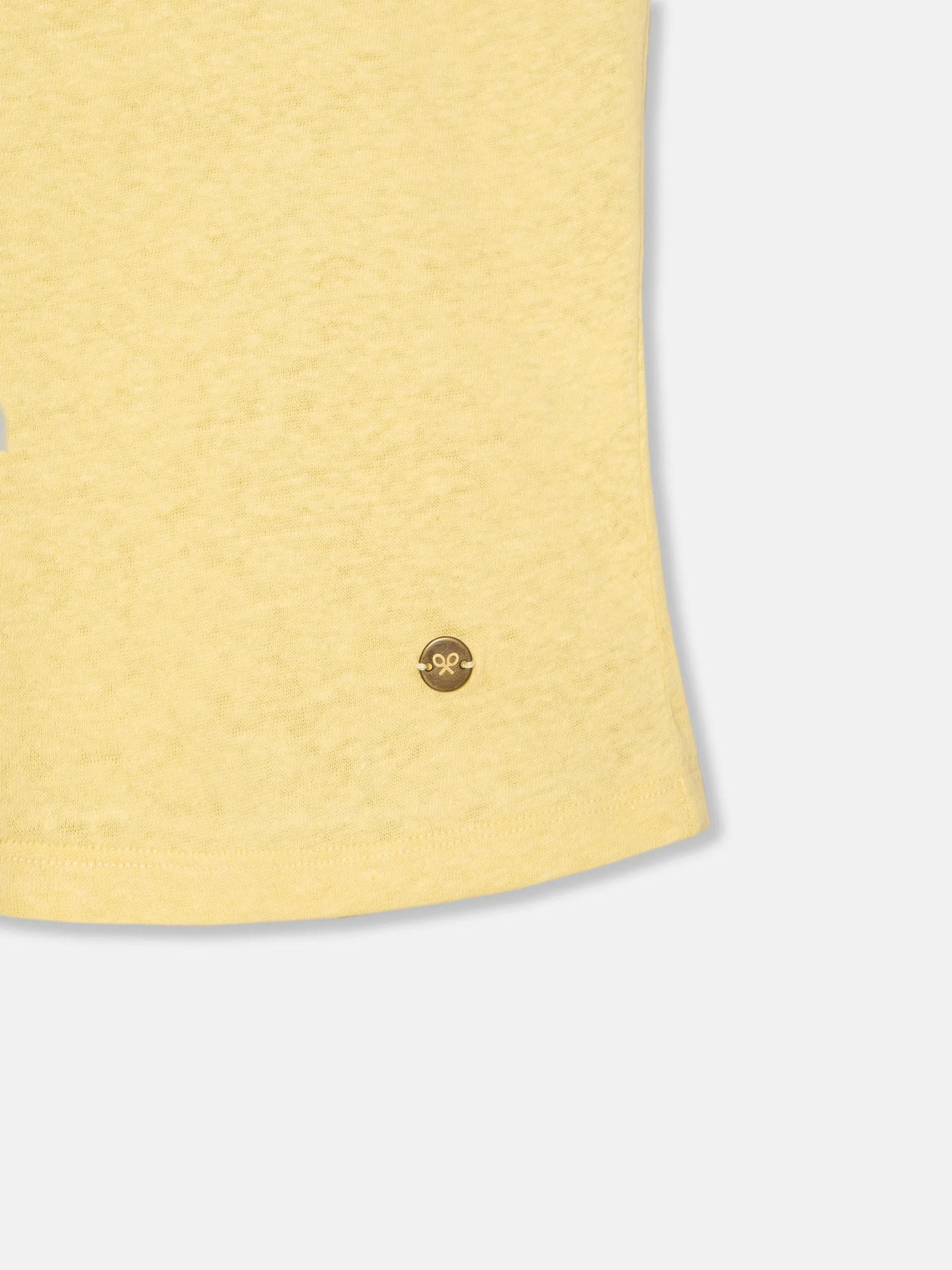 Camiseta lino raqueta brillo amarilla