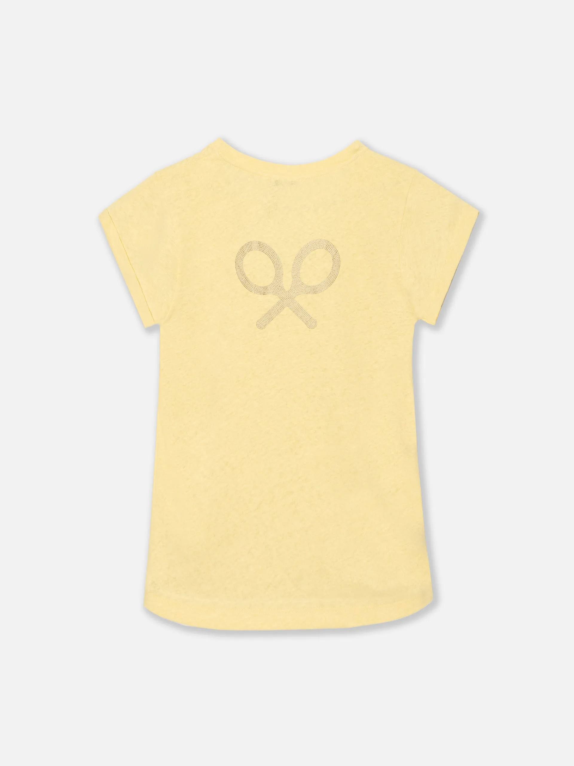 Camiseta lino raqueta brillo amarilla