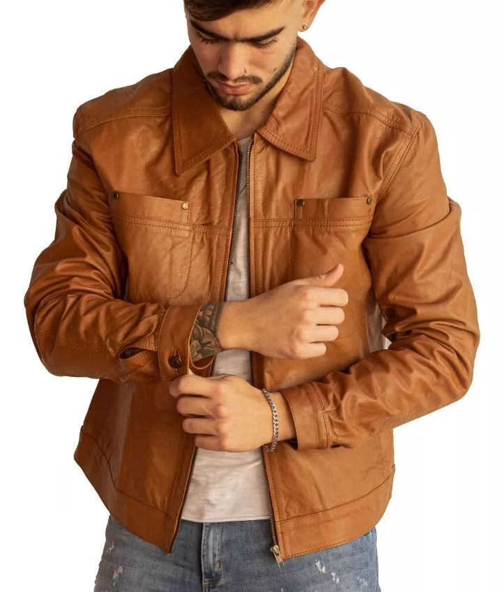 CAMPERA DE CUERO VACUNO 100% LEGITIMO DE HOMBRE  ART: MOTO