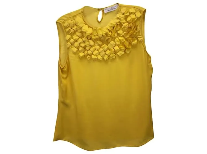 Carolina Herrera Top Sin Mangas Con Adornos En Seda Amarilla Amarillo 