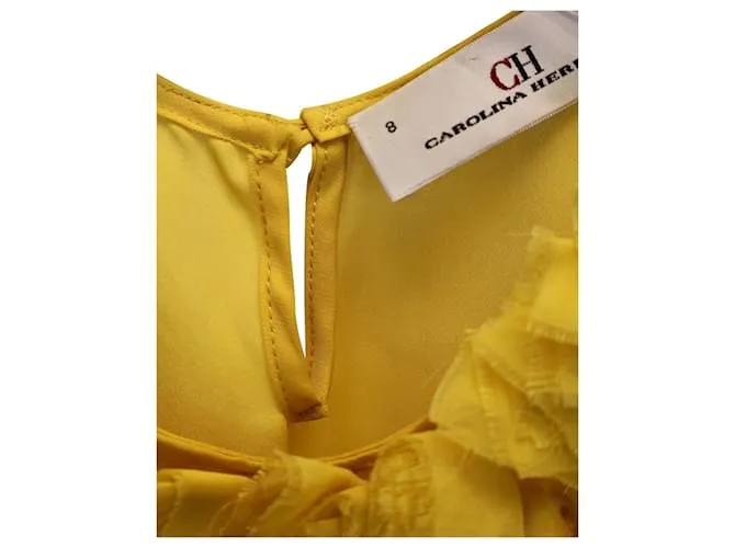 Carolina Herrera Top Sin Mangas Con Adornos En Seda Amarilla Amarillo 