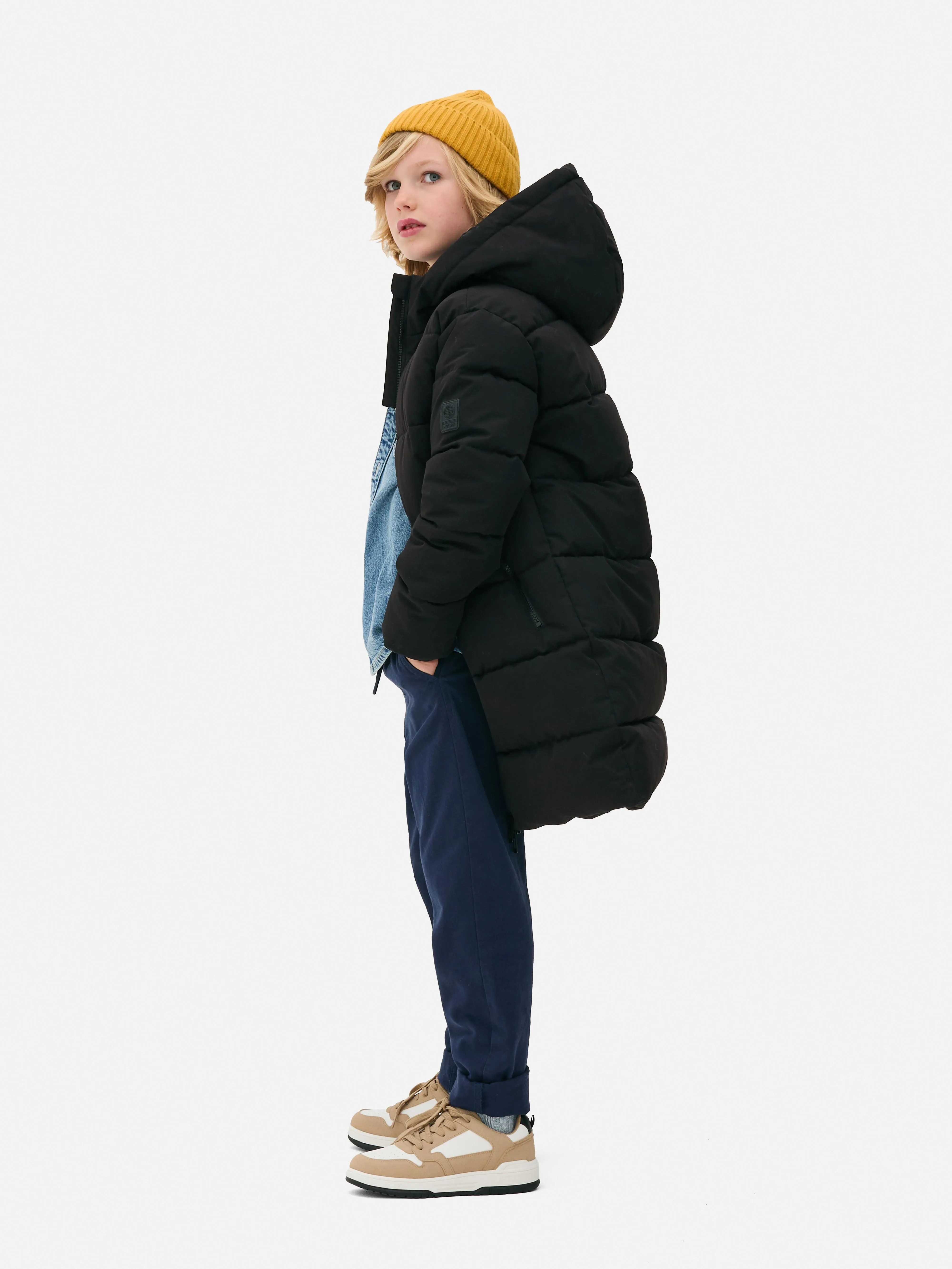 Chaqueta acolchada larga para niños y niñas mayores