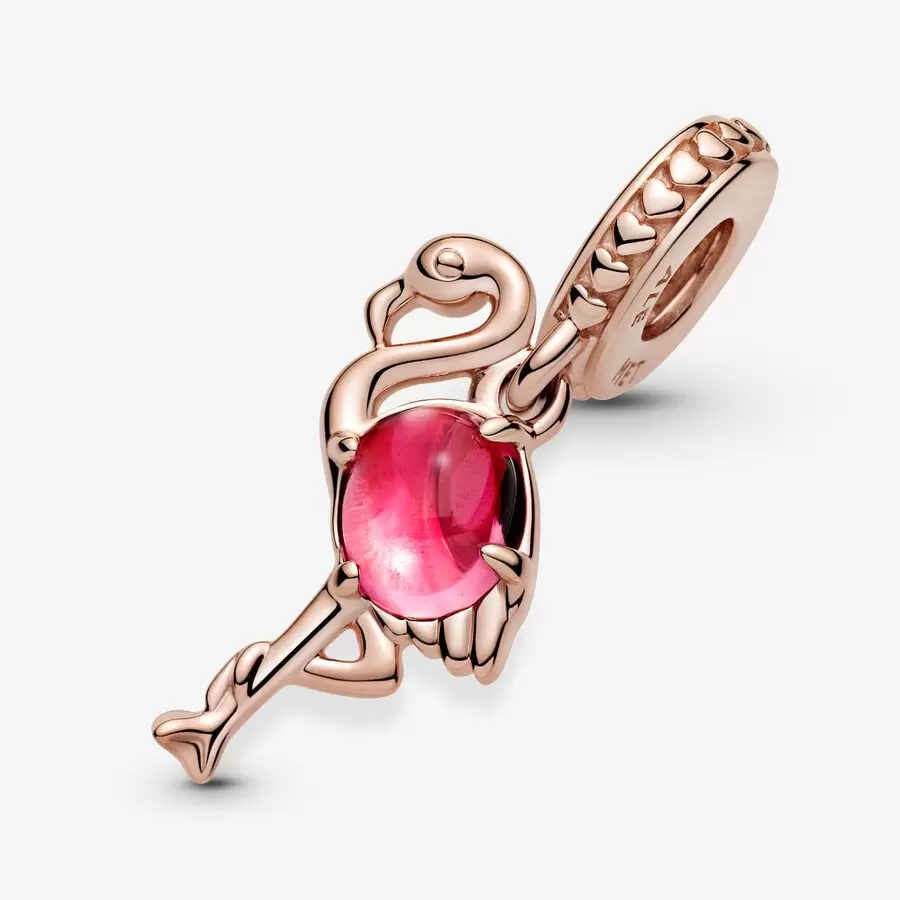 Charm Colgante Cristal de Murano Flamenco Rosa 789431C01