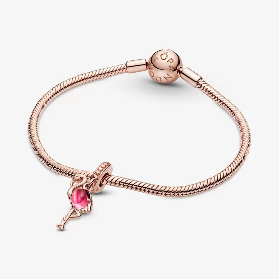 Charm Colgante Cristal de Murano Flamenco Rosa 789431C01