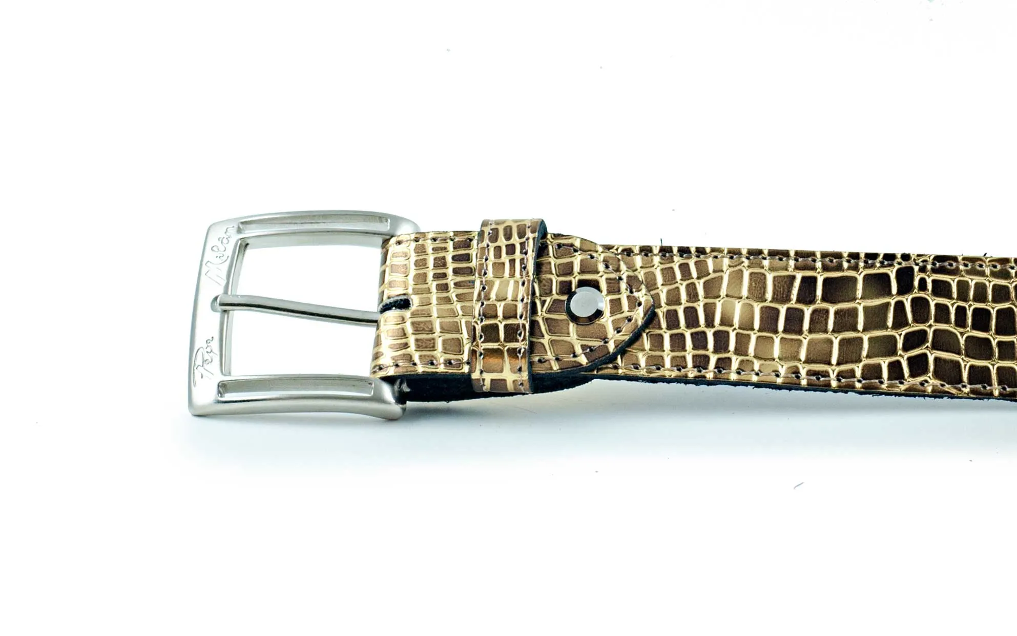 Cinturón modelo Aurelio, fabricado en classic mirror dungha nº1 dorado.
