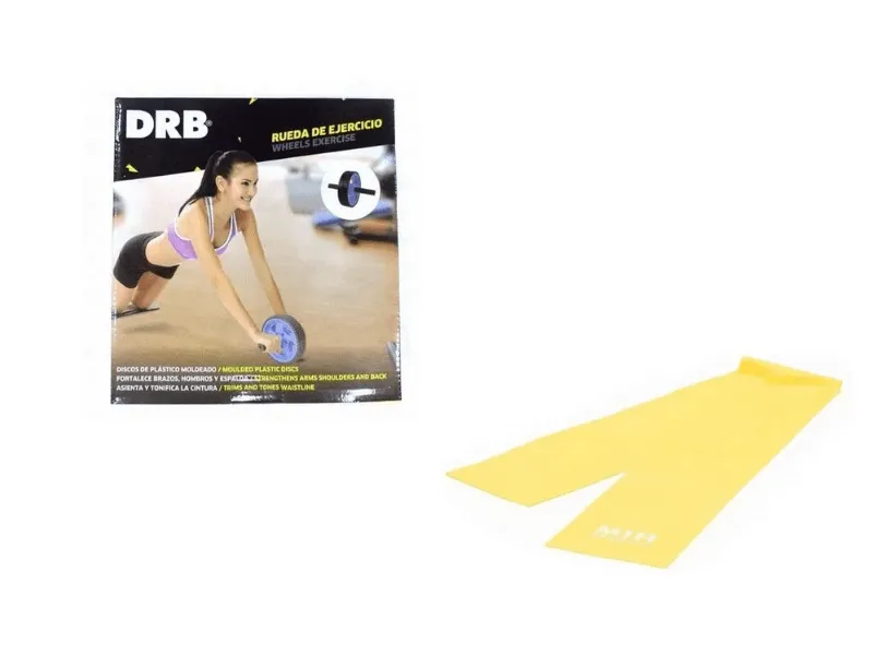 Combo gym!!! rueda abdominal + tiraband abierta amarilla