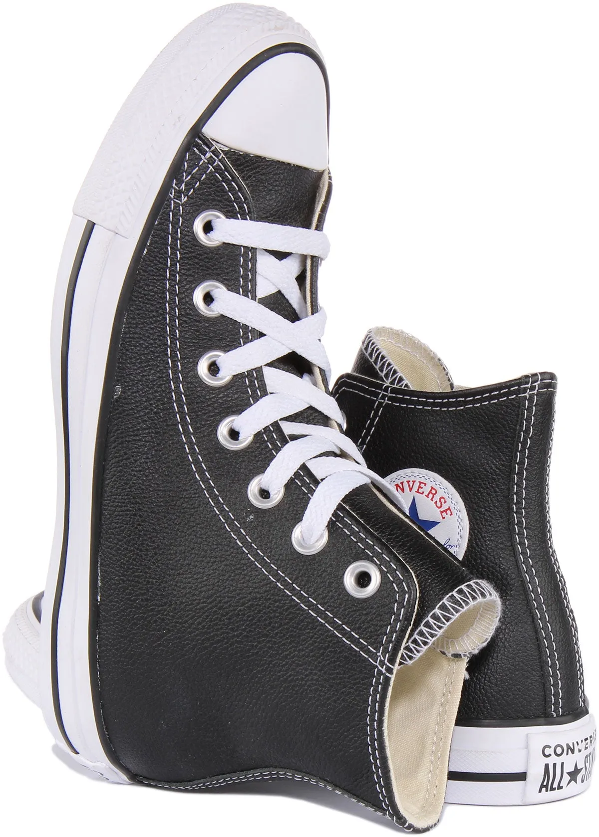 Converse Chuck Taylor All Star Hi Zapatillas de cuero con cordones para en negro