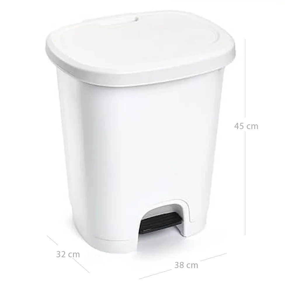 Cubo Basura Plastico Apertura Pedal 27 Litros Blanco