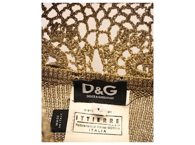 Dolce & Gabbana Jersey metálico con detalle de punto abierto en acetato dorado 
