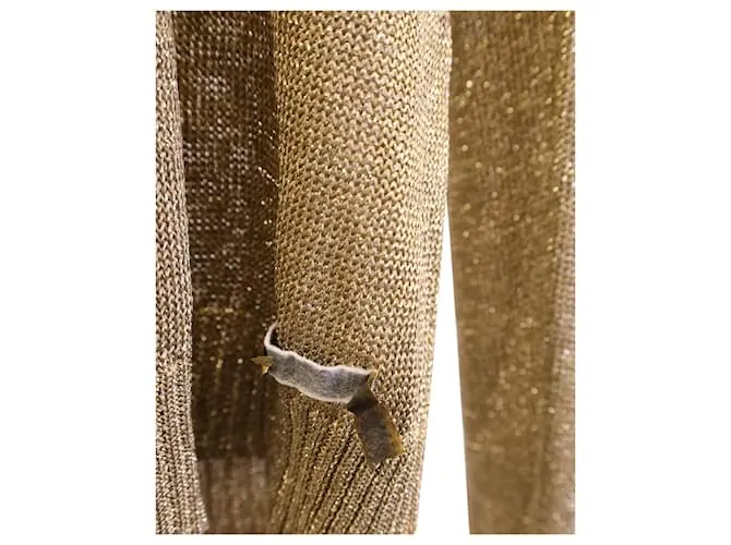 Dolce & Gabbana Jersey metálico con detalle de punto abierto en acetato dorado 