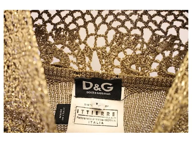Dolce & Gabbana Jersey metálico con detalle de punto abierto en acetato dorado 