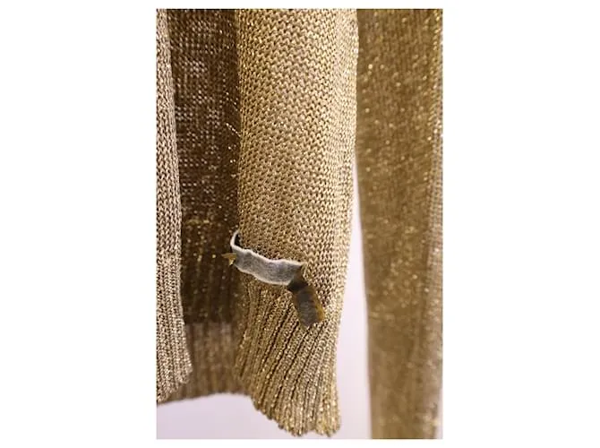 Dolce & Gabbana Jersey metálico con detalle de punto abierto en acetato dorado 