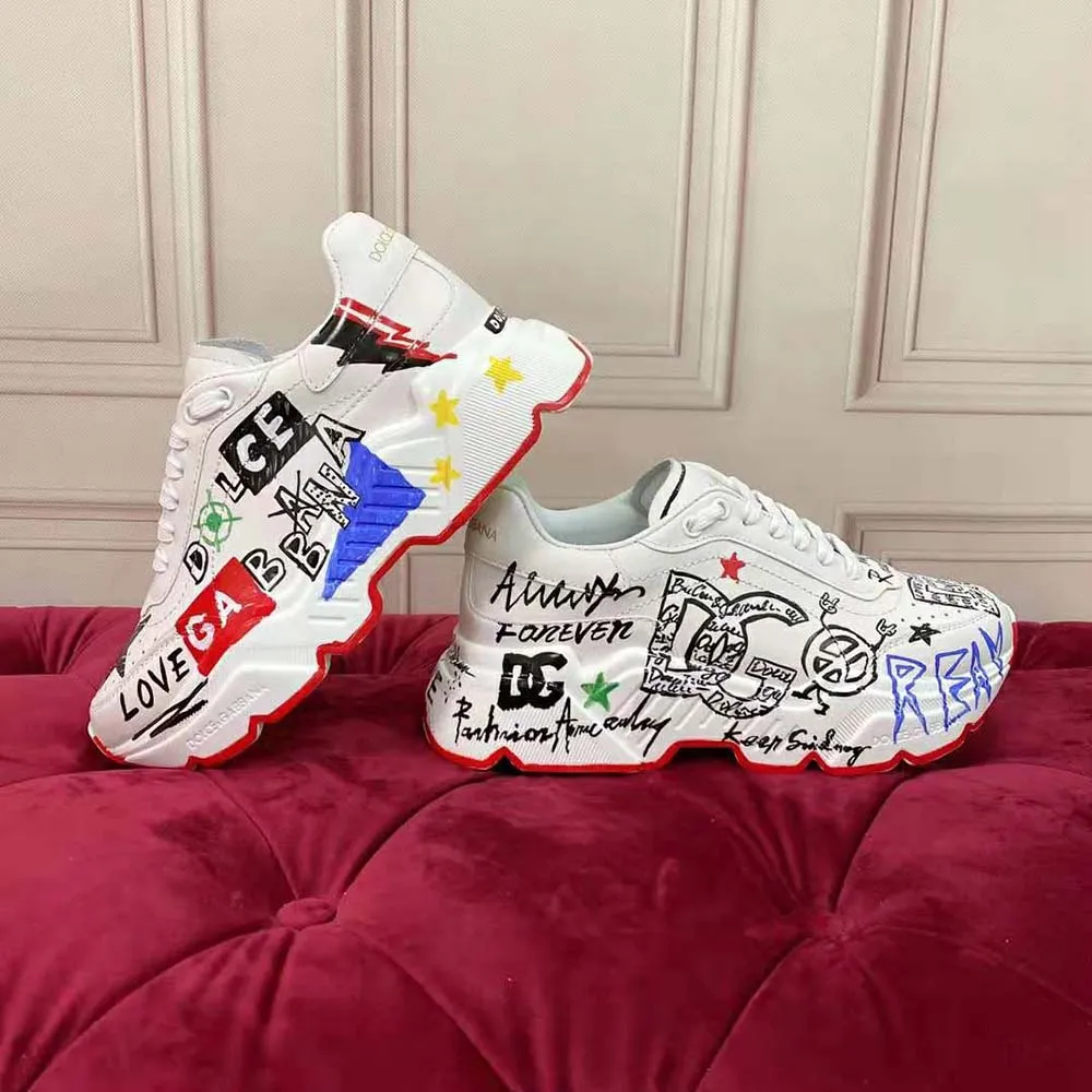DOLCE GABBANA D&G MUJER ZAPATILLAS DAYMASTER DE NAPA DE PIEL DE BECERRONEGRO