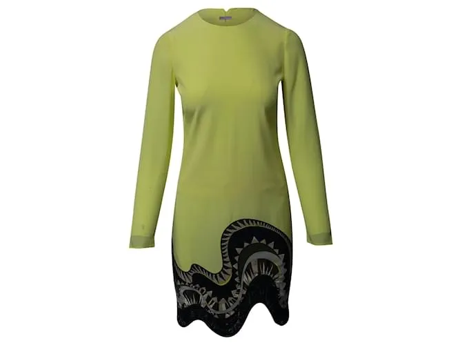 Emilio Pucci Minivestido con detalle de encaje en seda amarilla Amarillo 