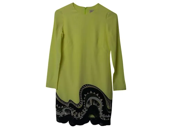 Emilio Pucci Minivestido con detalle de encaje en seda amarilla Amarillo 