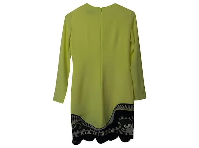 Emilio Pucci Minivestido con detalle de encaje en seda amarilla Amarillo 