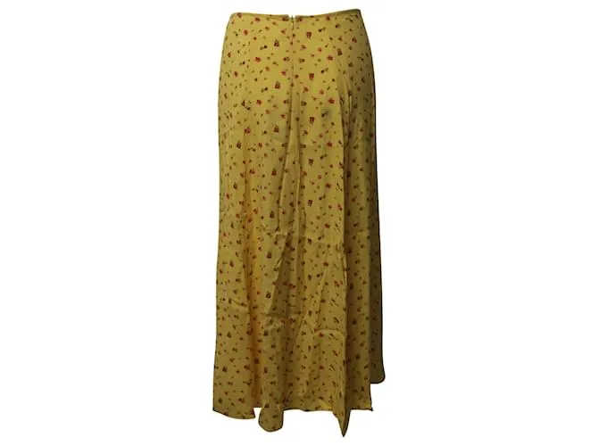 Falda midi fluida floral de Reformation en viscosa amarilla Amarillo 