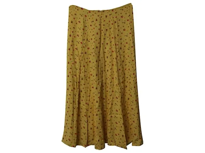 Falda midi fluida floral de Reformation en viscosa amarilla Amarillo 