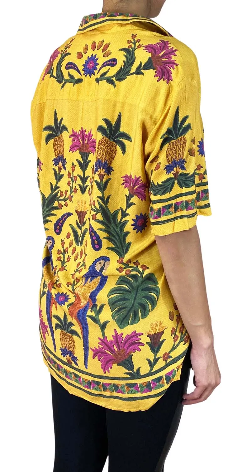 FARM RIO Camisa Amarilla Estampada