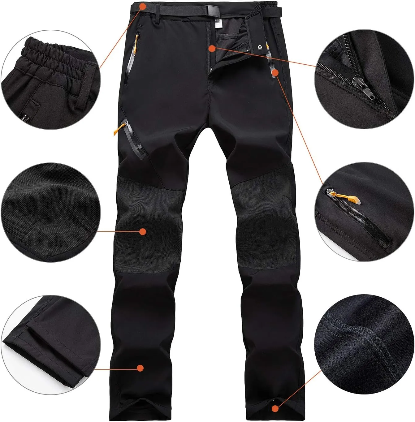 Freiesoldaten de Los Hombres Exterior Pantalones Ligeros Secado Rápido Senderismo Caza Pantalones de Pesca con Cinturón