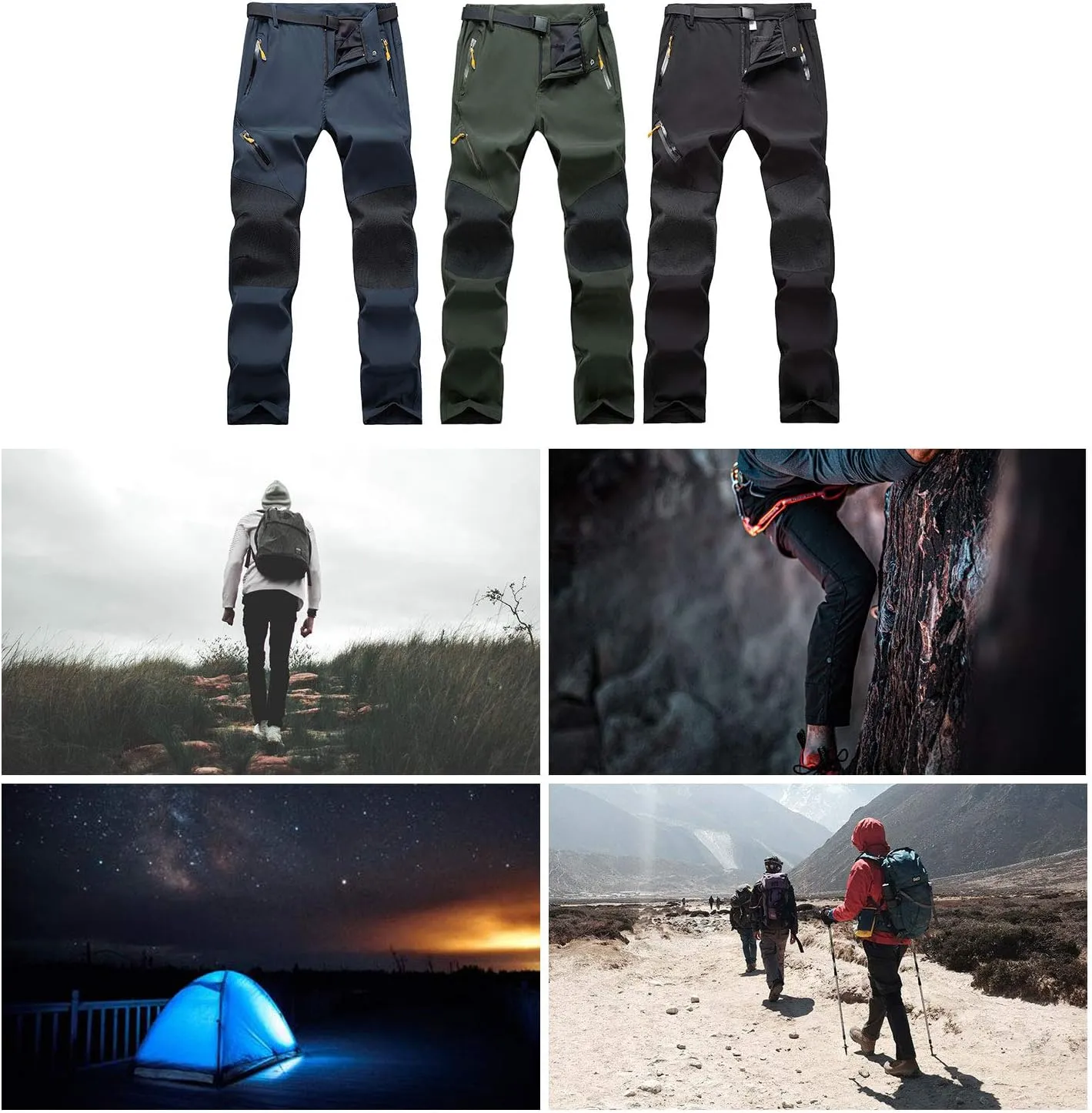 Freiesoldaten de Los Hombres Exterior Pantalones Ligeros Secado Rápido Senderismo Caza Pantalones de Pesca con Cinturón