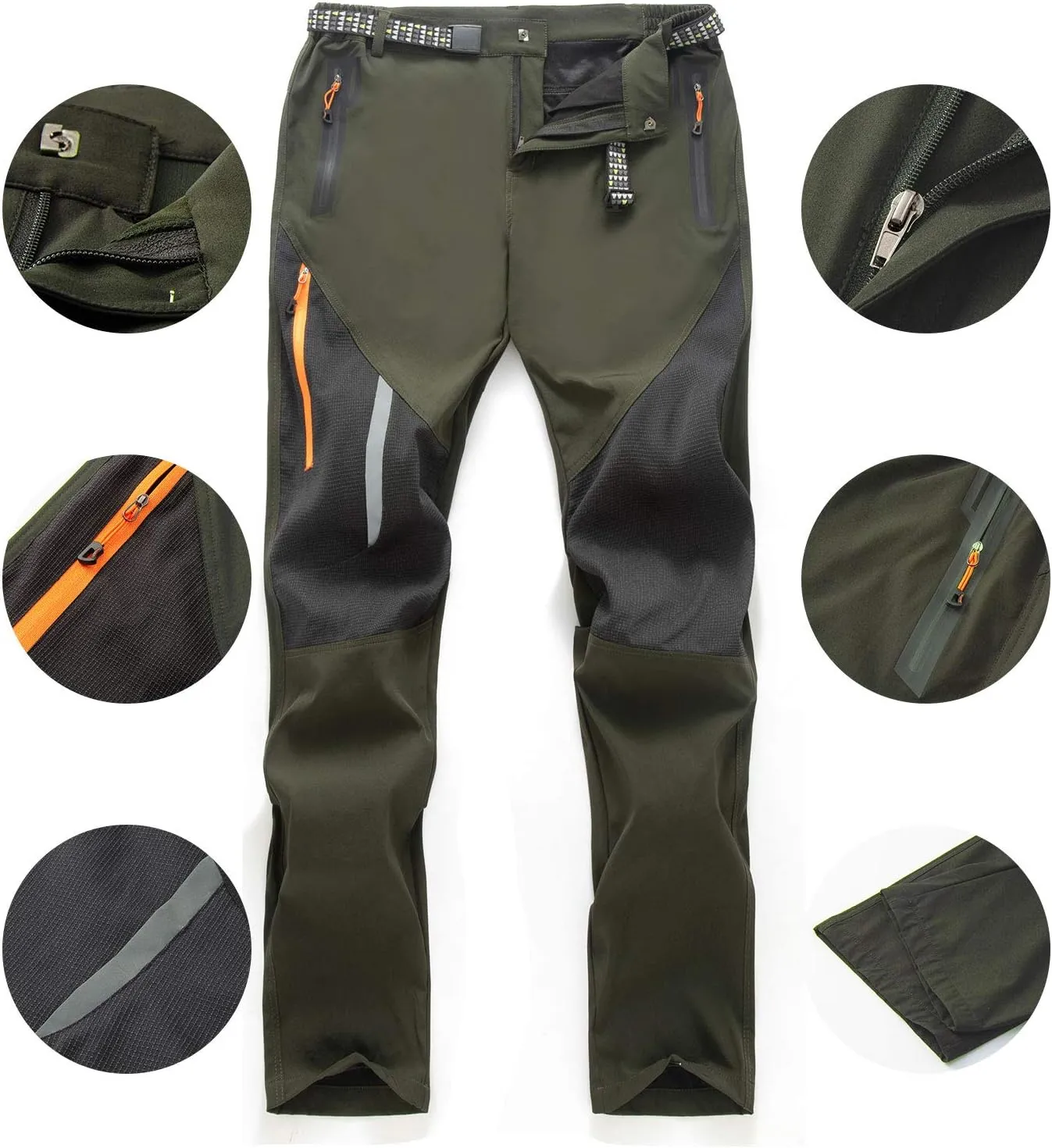 Freiesoldaten de Los Hombres Exterior Pantalones Ligeros Secado Rápido Senderismo Caza Pantalones de Pesca con Cinturón