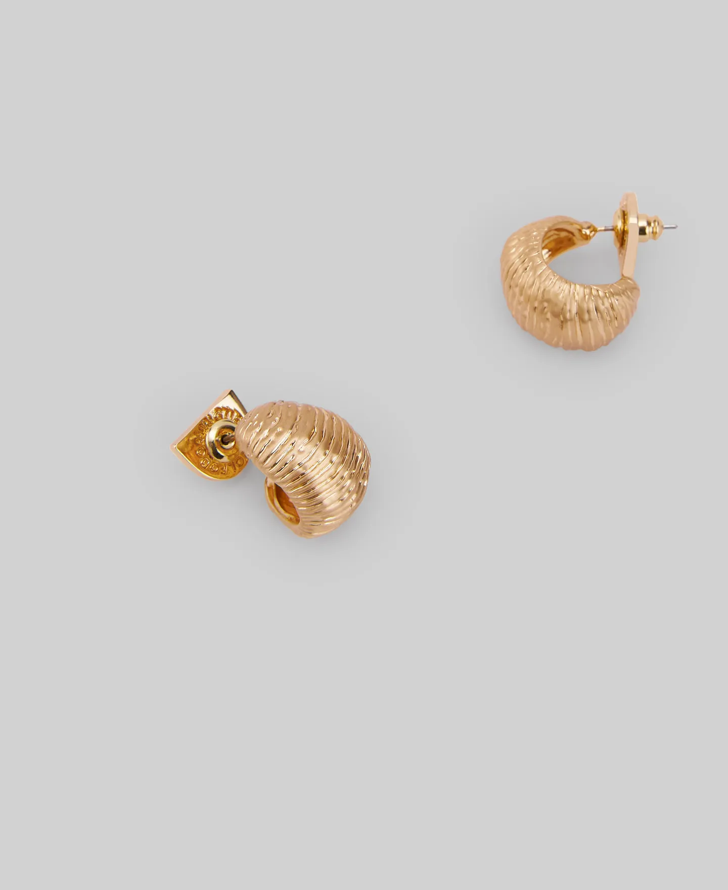 Golden hoops with a shell relief woman