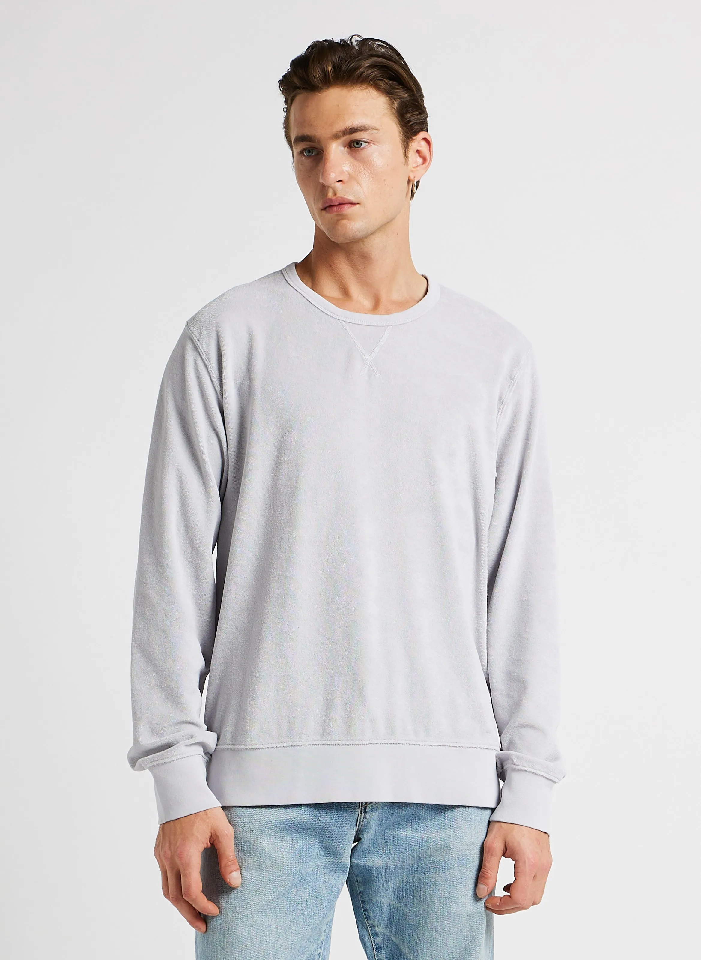 HARTFORD Sudadera recta de mezcla de algodón con cuello redondo en gris