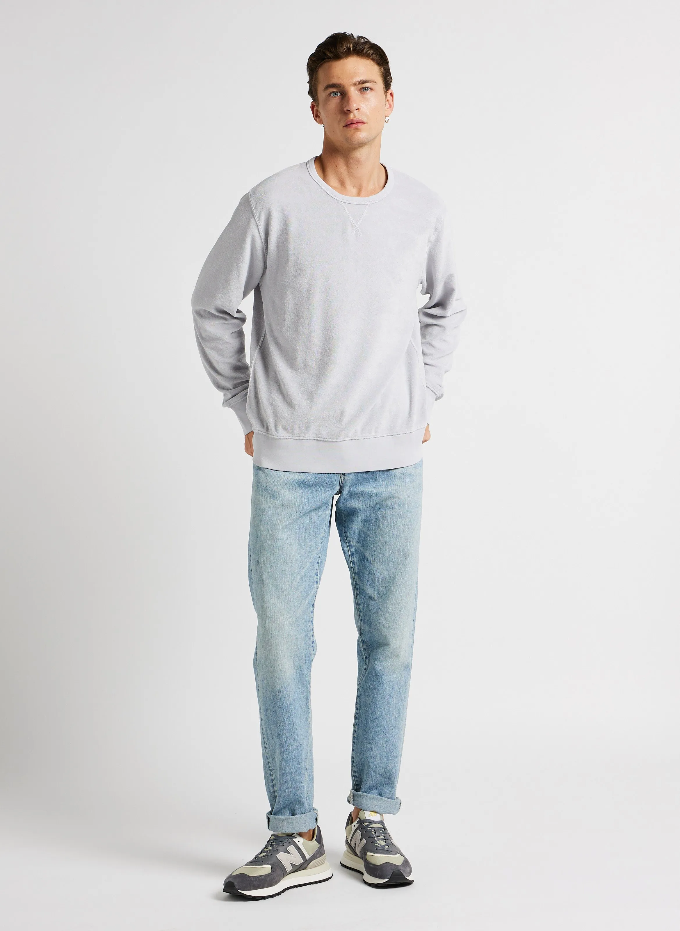 HARTFORD Sudadera recta de mezcla de algodón con cuello redondo en gris