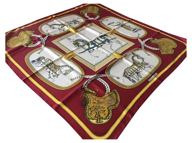 Hermès Bufandas de seda Burdeos 