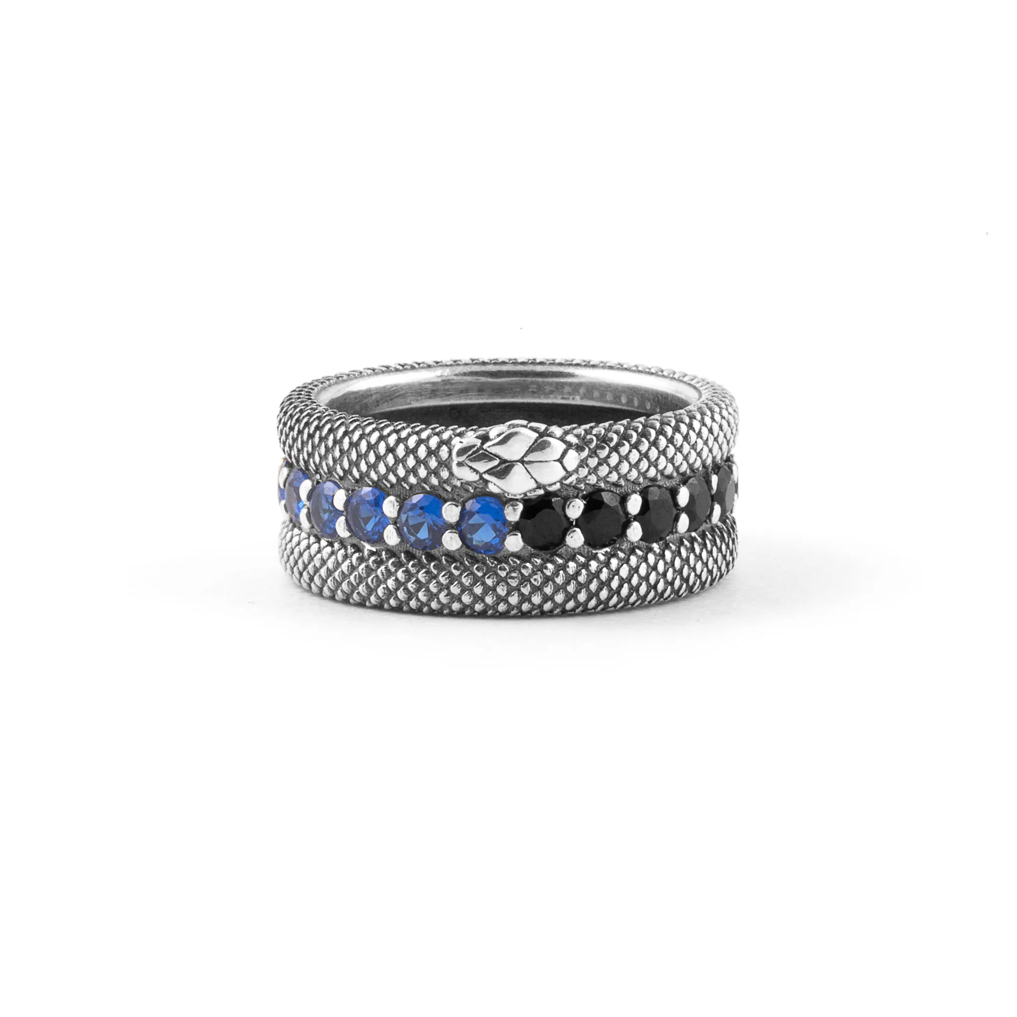 IM INTER X NOVE25 ANILLO DE BRILLANTES NERAZZURRI CON DISEÑO ESCAMADO