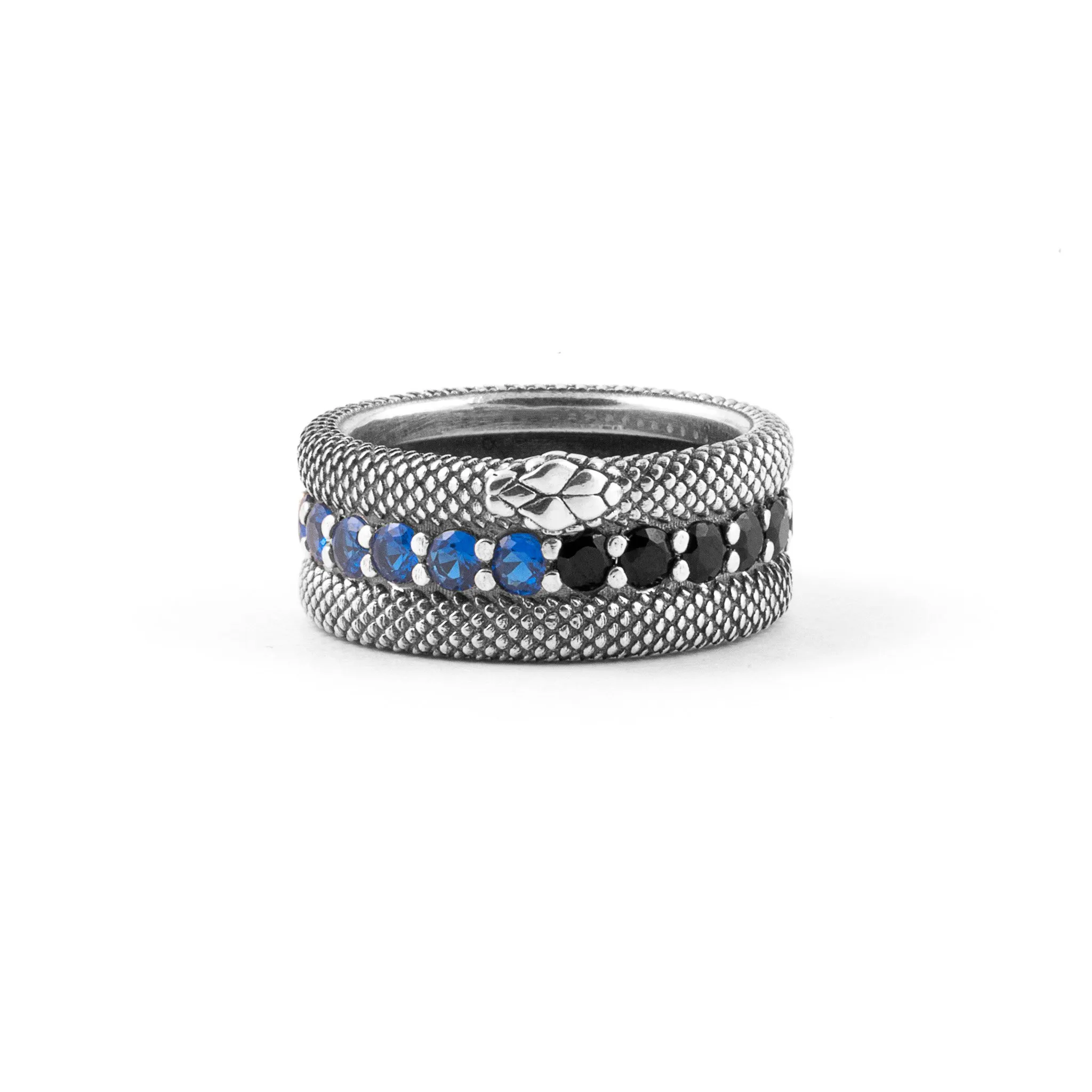 IM INTER X NOVE25 ANILLO DE BRILLANTES NERAZZURRI CON DISEÑO ESCAMADO