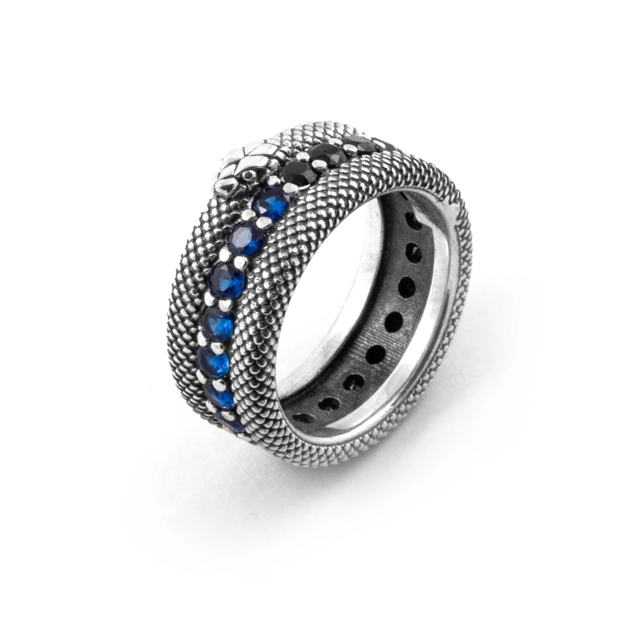 IM INTER X NOVE25 ANILLO DE BRILLANTES NERAZZURRI CON DISEÑO ESCAMADO