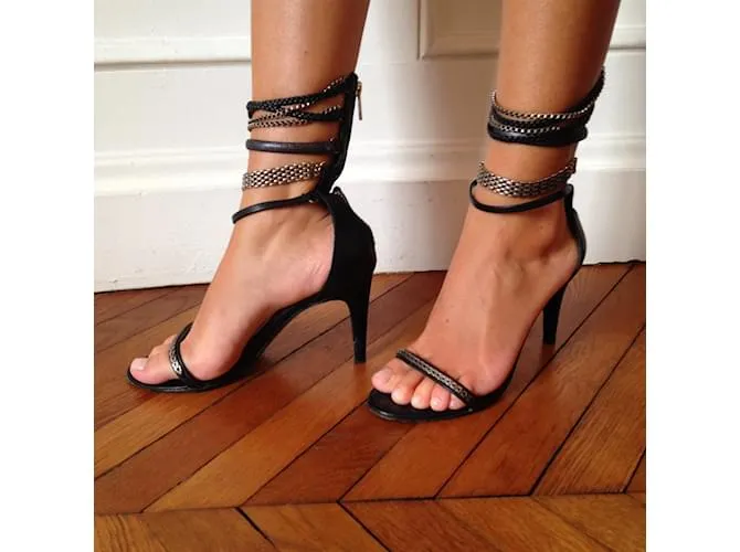 ISABEL MARANT Sandalias T.UE 37 Cuero Negro 
