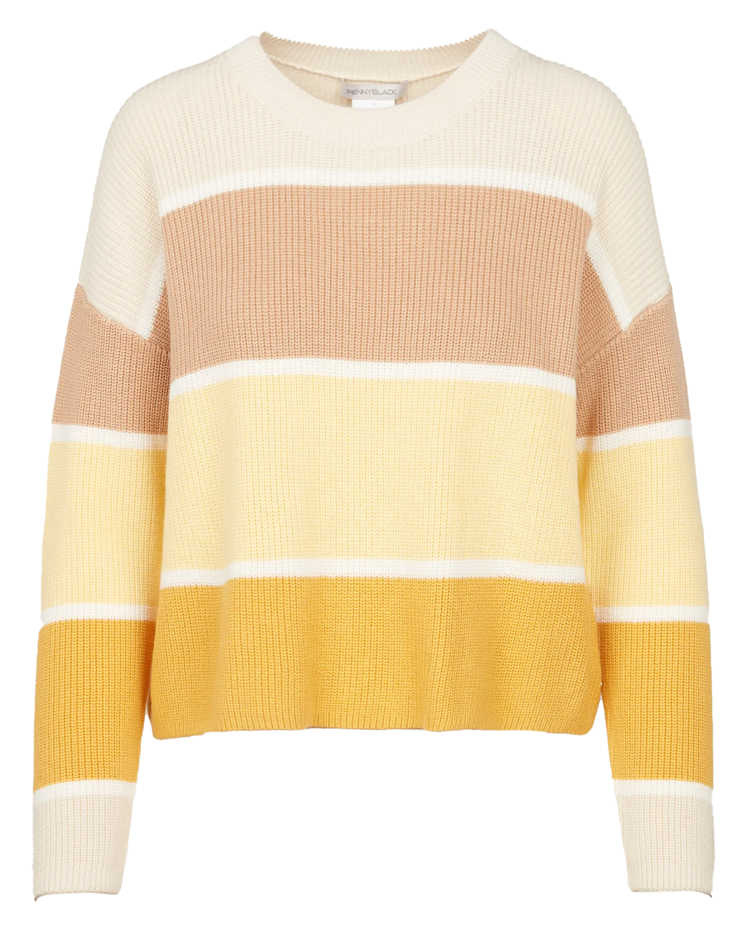 Jersey de algodón a rayas con cuello redondo en naranja