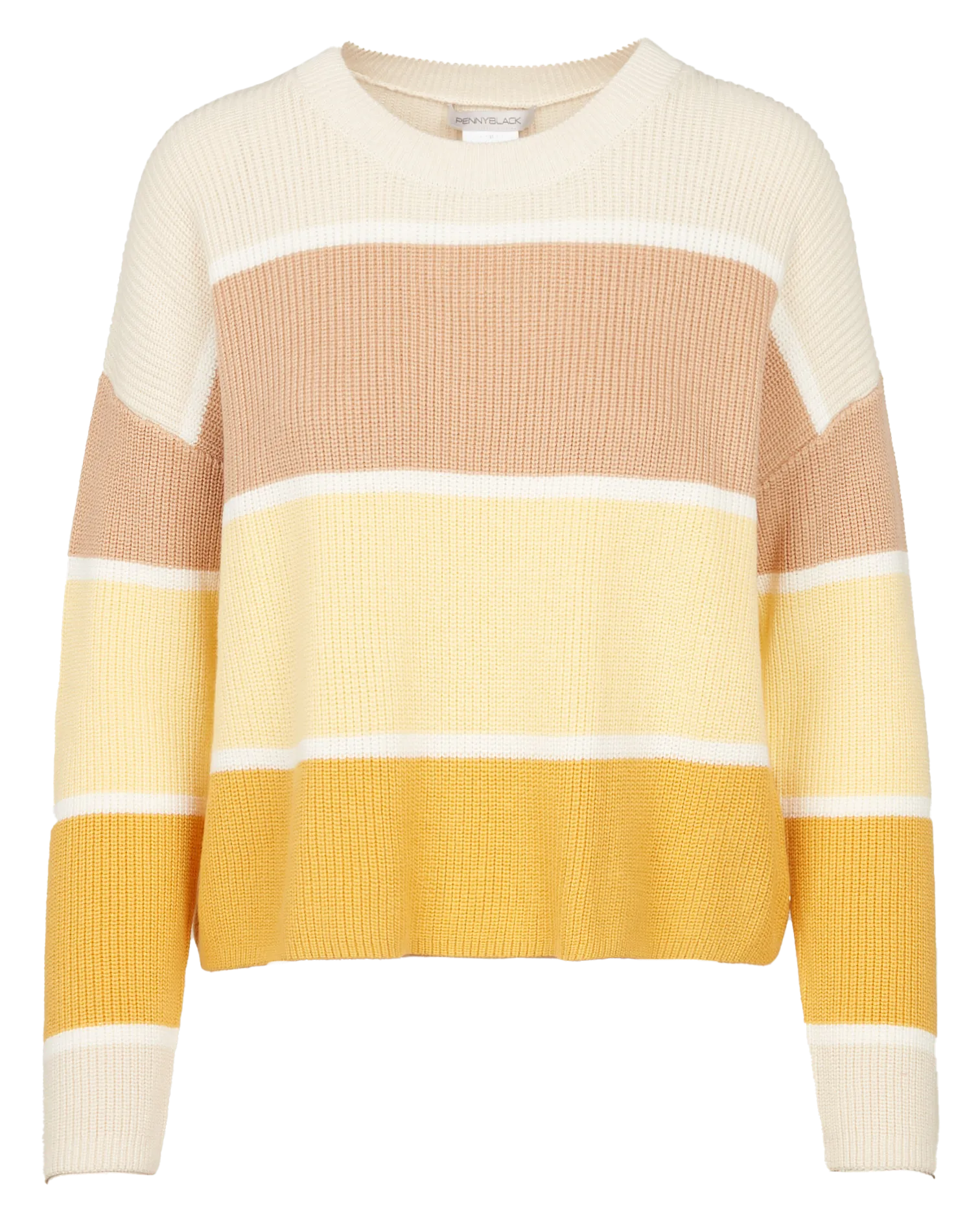 Jersey de algodón a rayas con cuello redondo en naranja