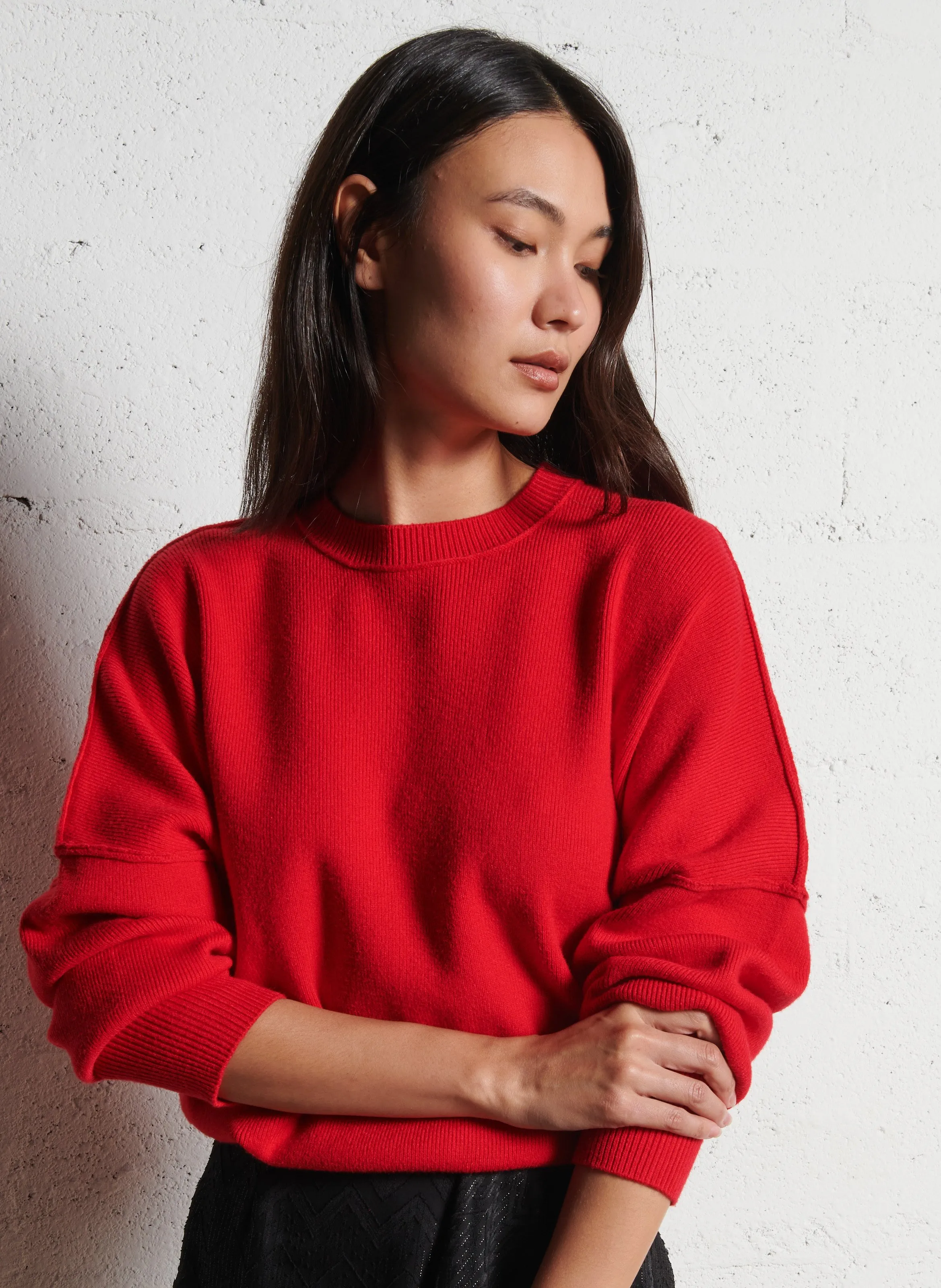 Jersey de lana oversize en rojo
