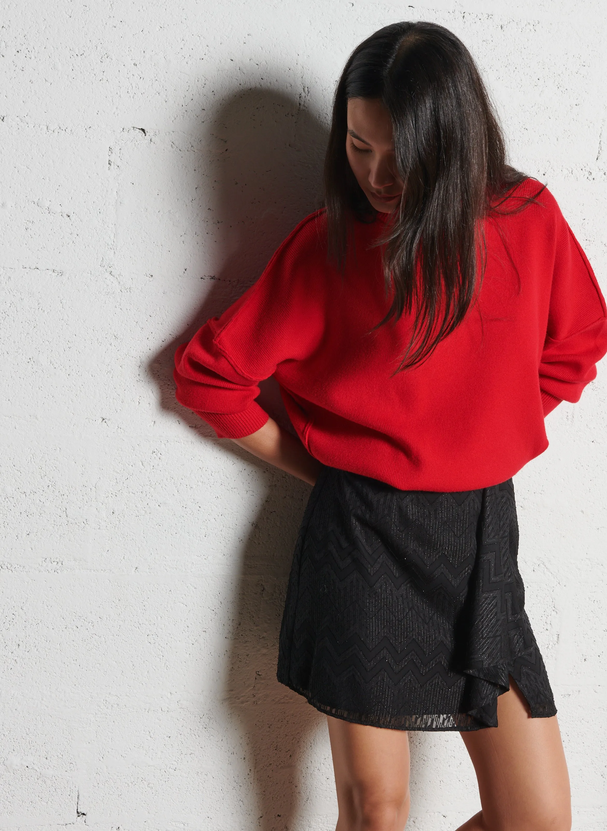 Jersey de lana oversize en rojo