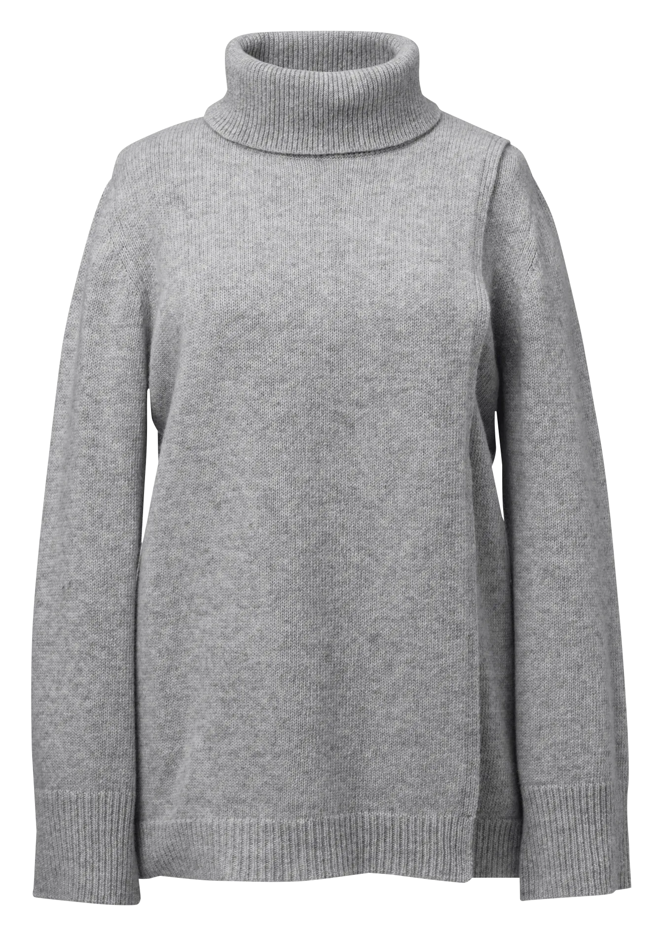 Jersey recto de mezcla de lana con cuello vuelto en negro