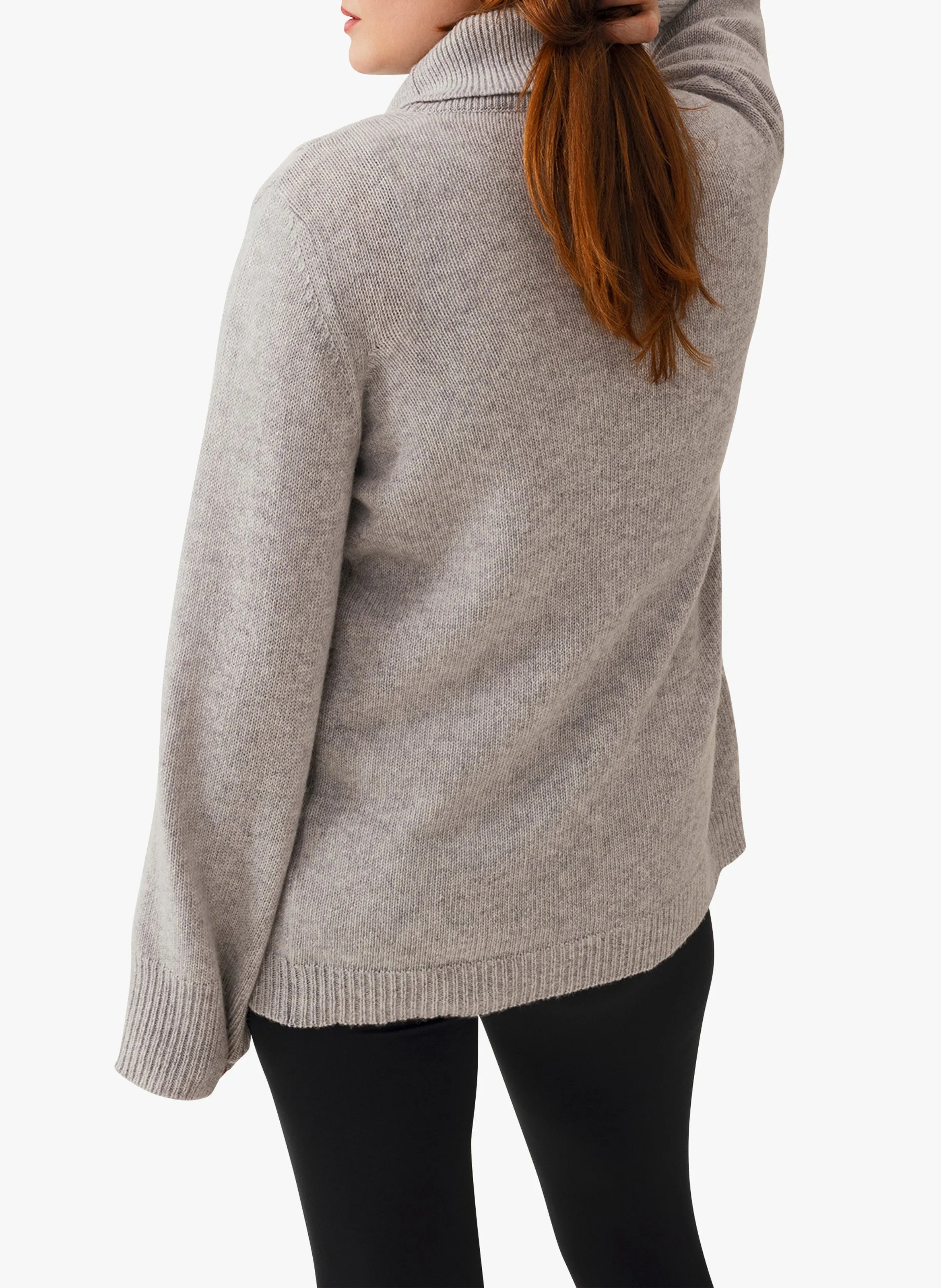 Jersey recto de mezcla de lana con cuello vuelto en negro