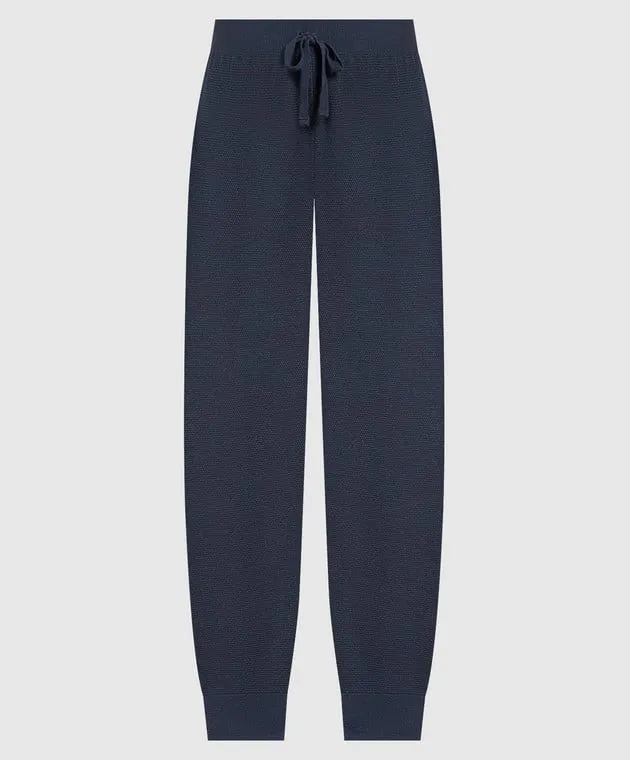 John Smedley Singular blue wool joggers