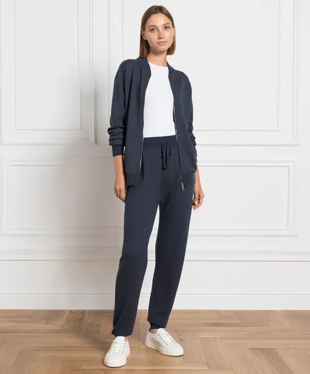 John Smedley Singular blue wool joggers