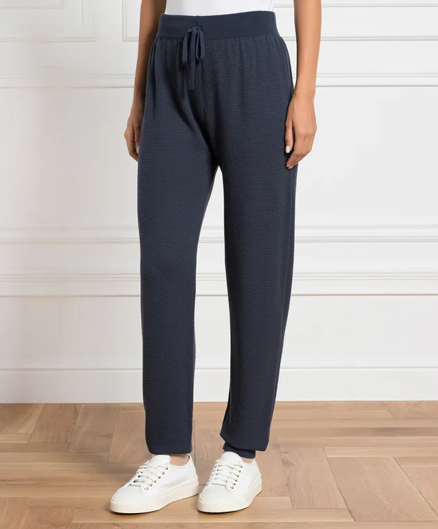 John Smedley Singular blue wool joggers