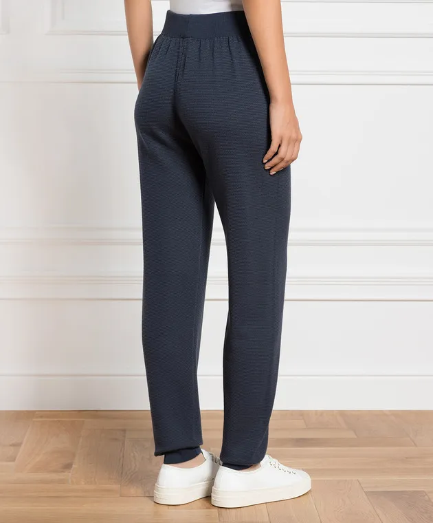 John Smedley Singular blue wool joggers