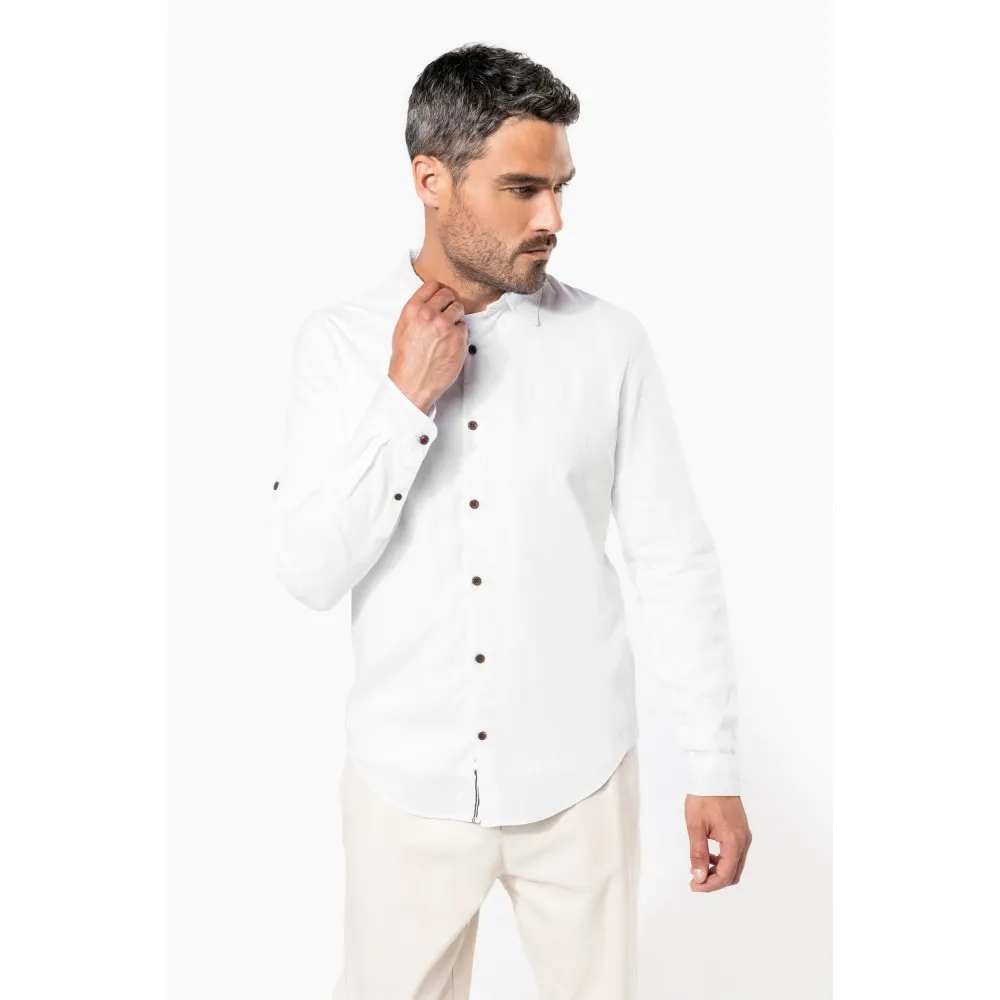 K588CAMISA DE LINO DE MANGA LARGA PARA HOMBRE