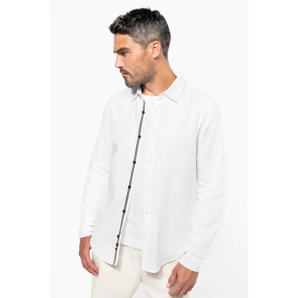 K588CAMISA DE LINO DE MANGA LARGA PARA HOMBRE