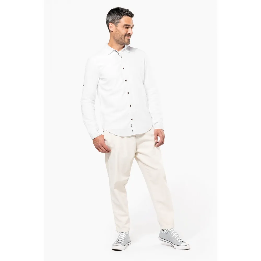 K588CAMISA DE LINO DE MANGA LARGA PARA HOMBRE